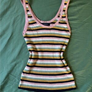 Forever 21 Pink and White Ribbed Tank Top